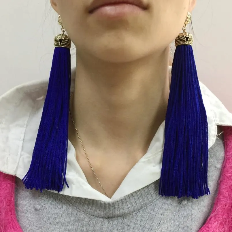 Extra Long Tassel Drop Dangle Bohemian Earrings