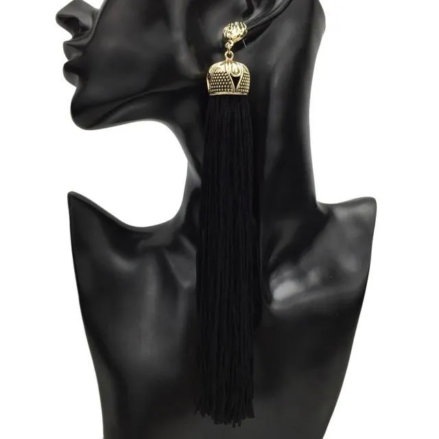 Extra Long Tassel Drop Dangle Bohemian Earrings