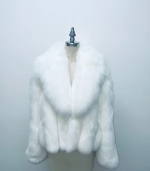 Fallon Aurielle Snow Fox Fur Jacket (White)