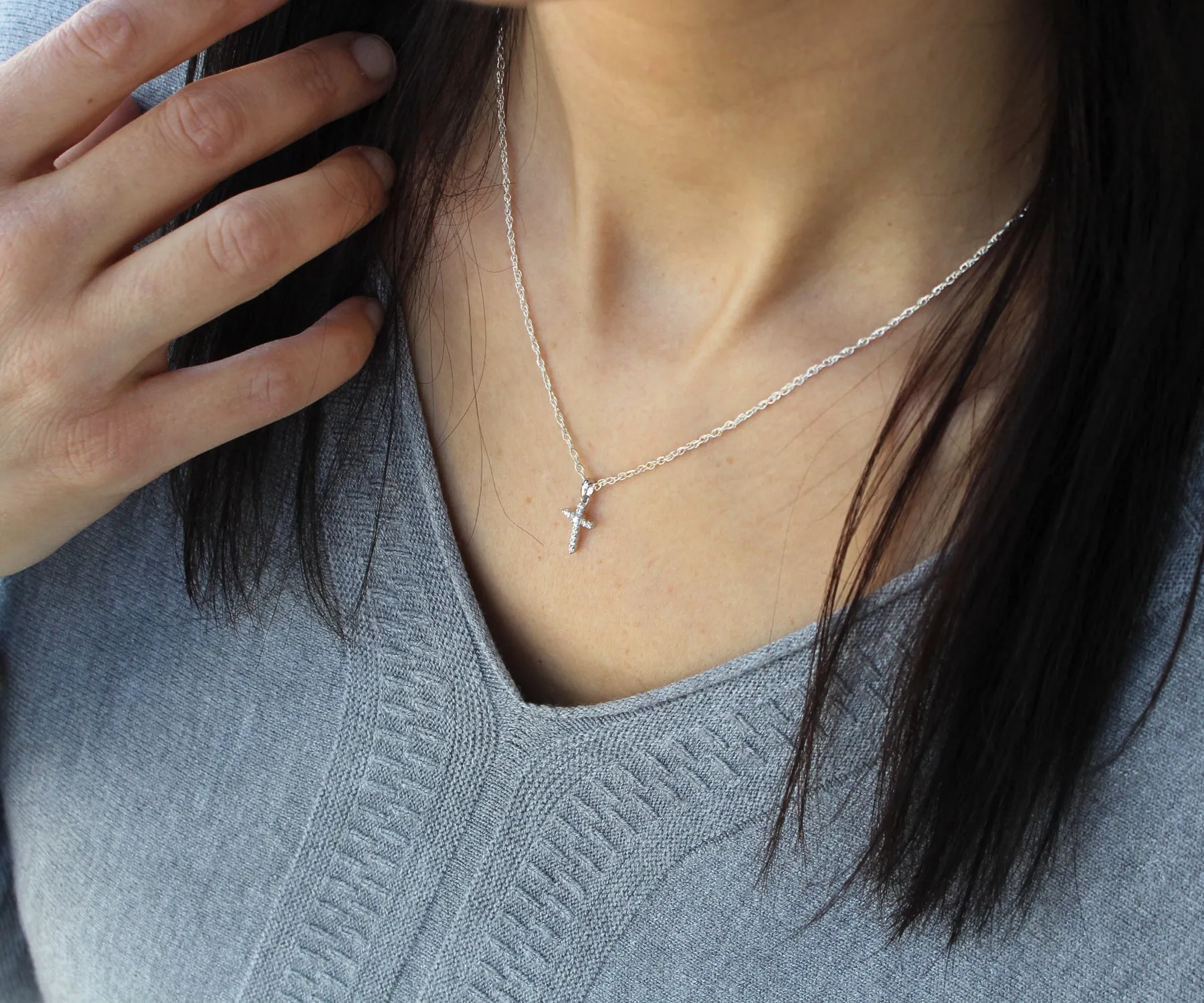 Fancy Mini Cross Diamond Pendant