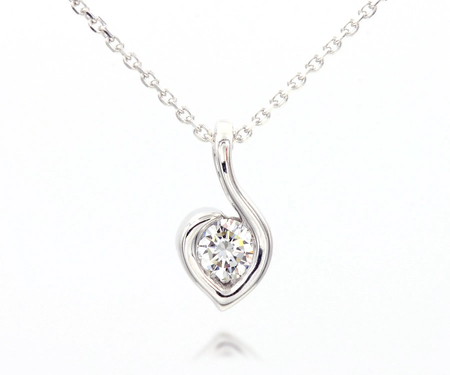 Fancy Small Diamond Swirl Solitaire Necklace