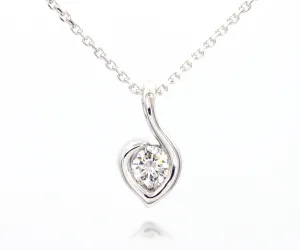 Fancy Small Diamond Swirl Solitaire Necklace