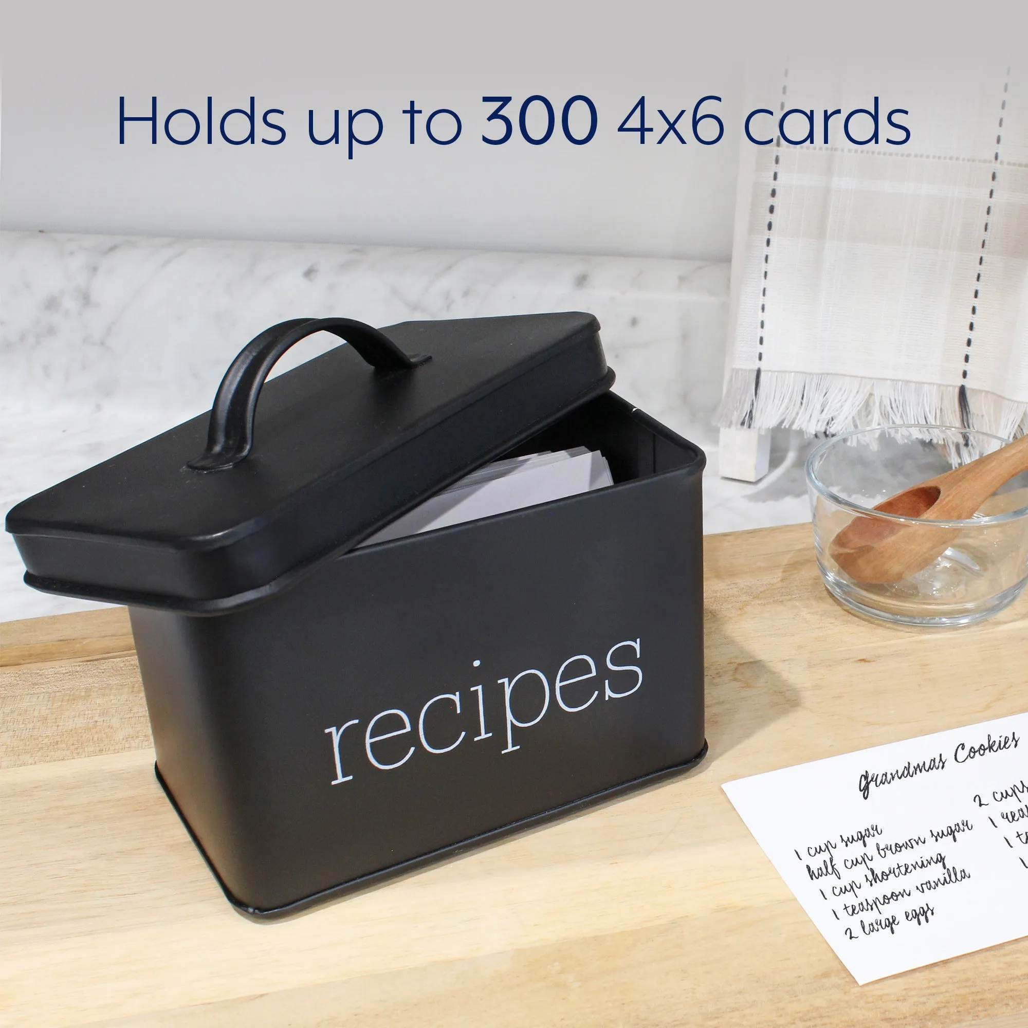 Farmhouse Enamelware Recipe Box (Black, Case of 30)