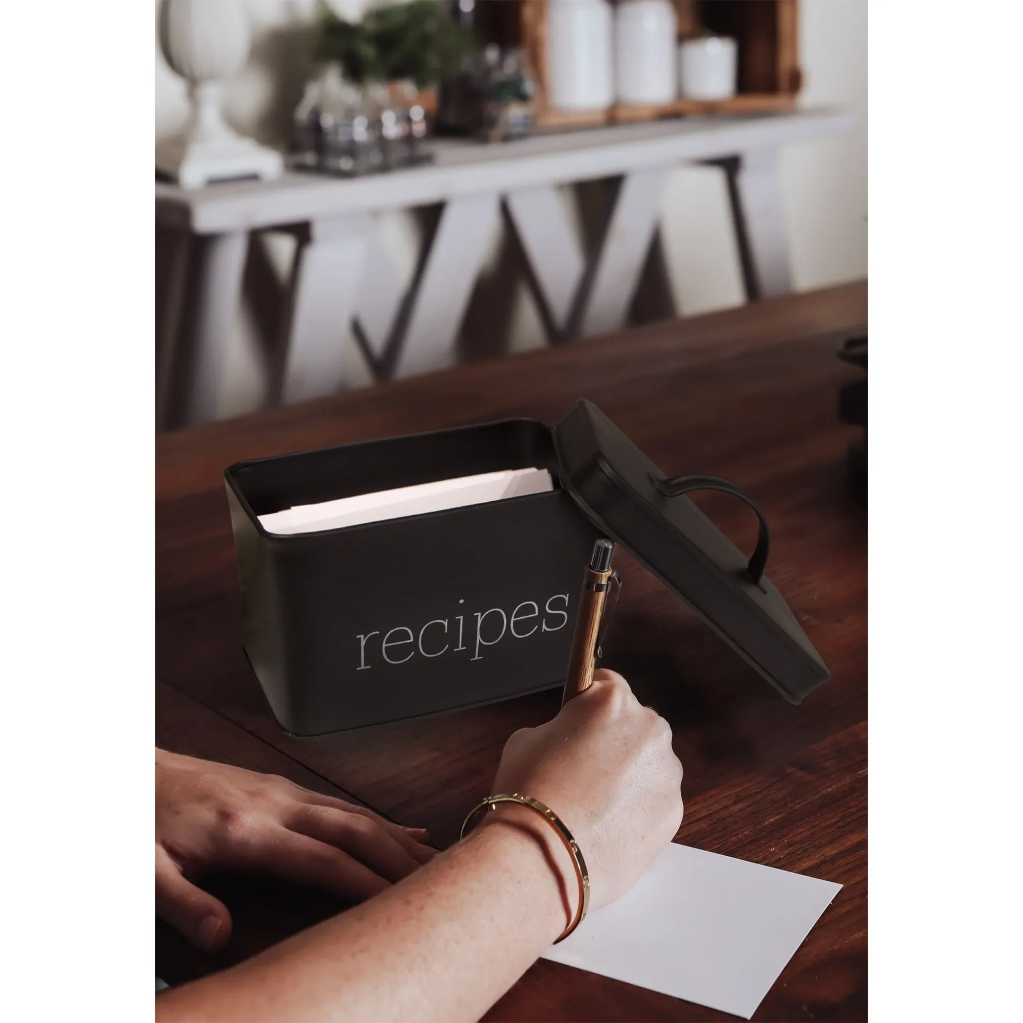 Farmhouse Enamelware Recipe Box (Black, Case of 30)