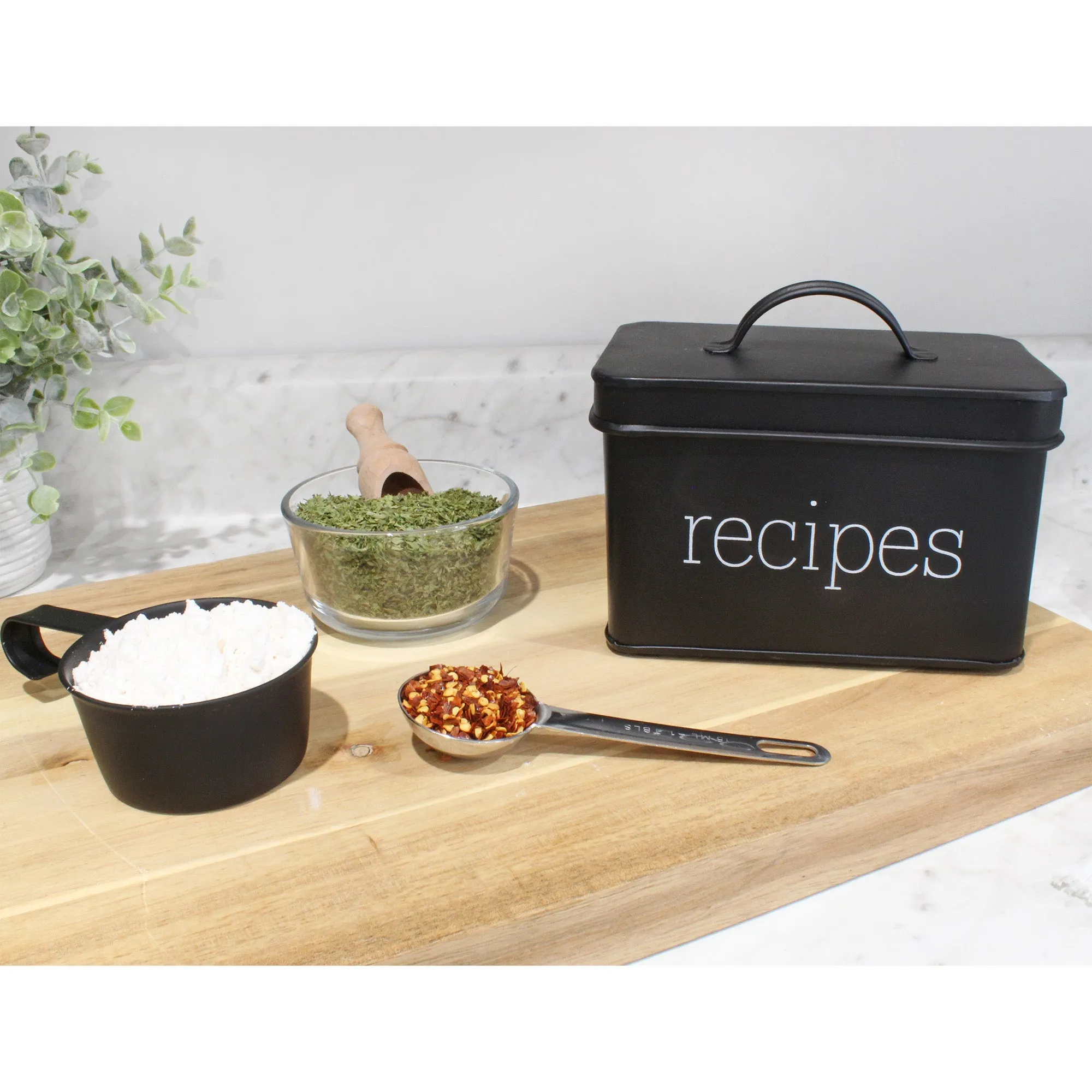 Farmhouse Enamelware Recipe Box (Black, Case of 30)