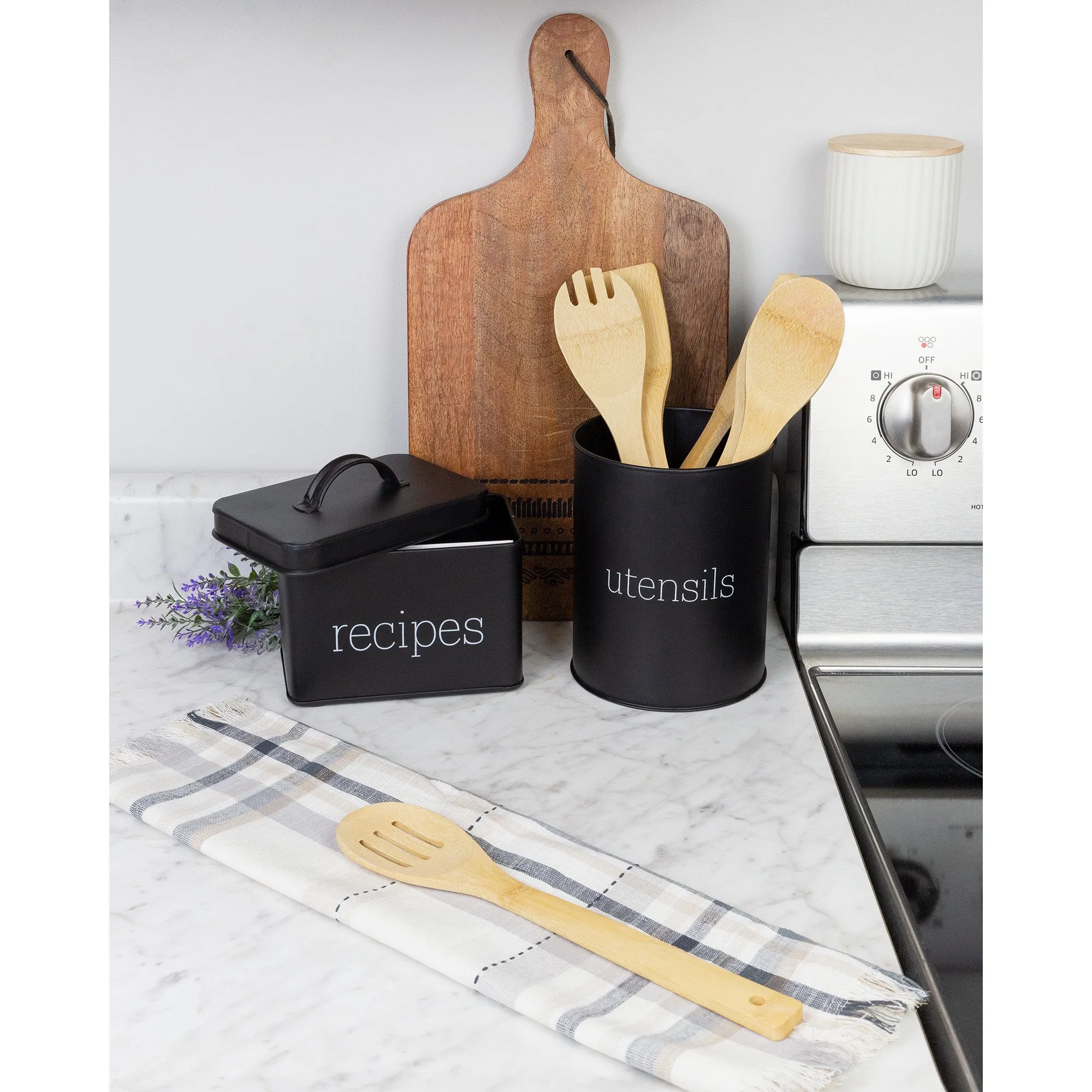 Farmhouse Enamelware Recipe Box (Black, Case of 30)