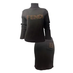 Fendi Black Logo Sweatshirt Set