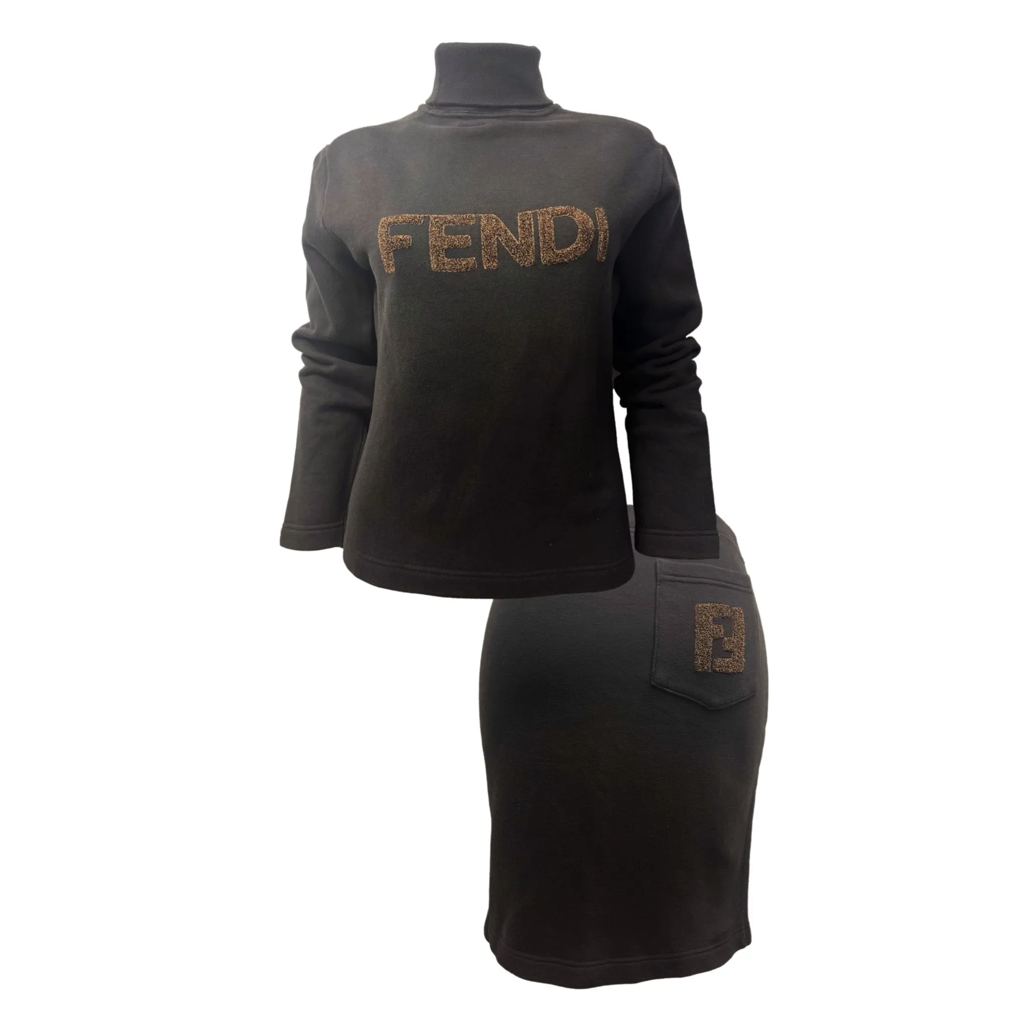Fendi Black Logo Sweatshirt Set