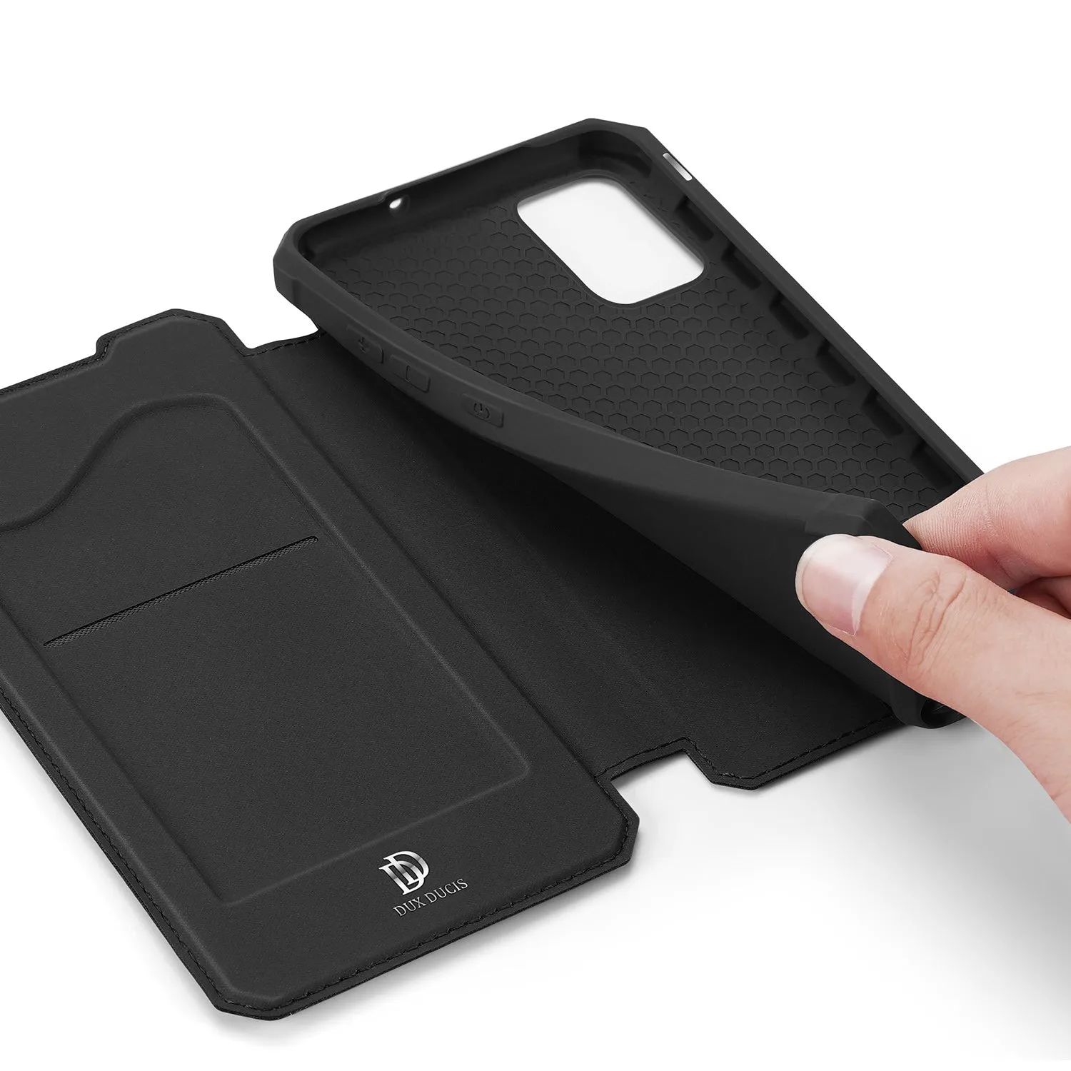 For Samsung A71 Magnetic Protective Case Bracket with Card Slot Leather Mobile Phone Cover blue