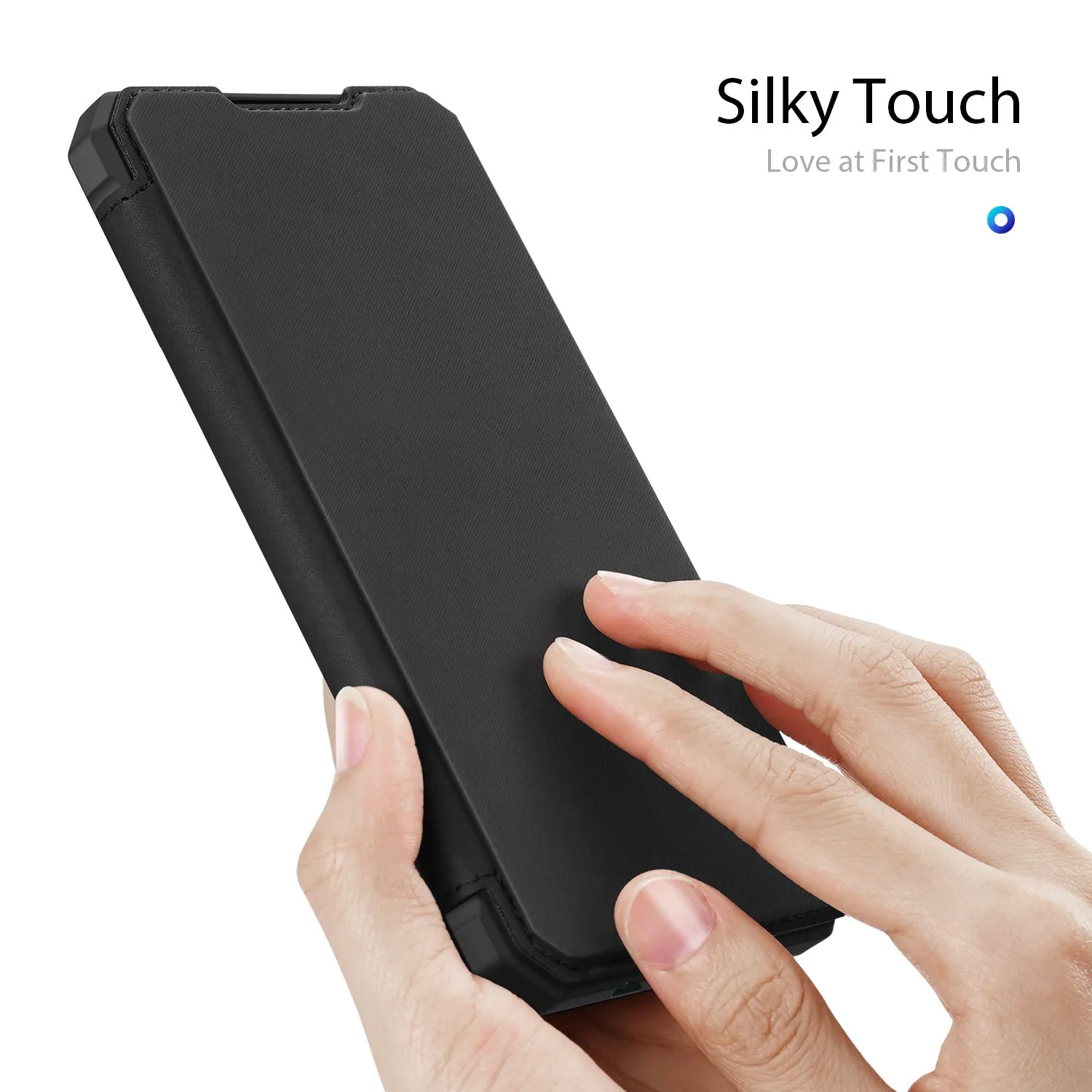 For Samsung A71 Magnetic Protective Case Bracket with Card Slot Leather Mobile Phone Cover blue