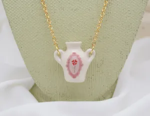 Framed Floral Pot Necklace