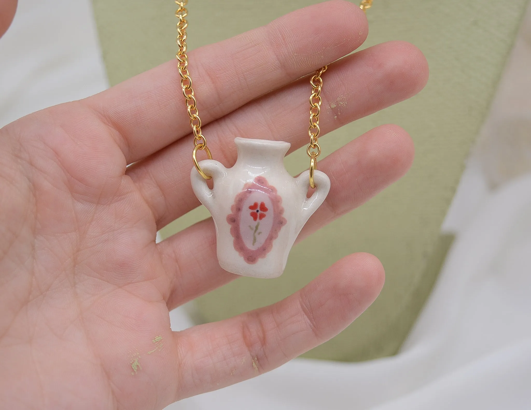 Framed Floral Pot Necklace