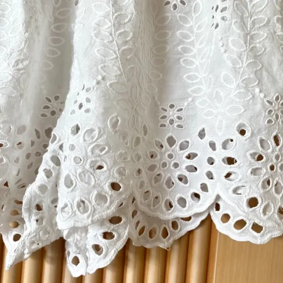 Free People elena scalloped hem embroidered eyelet shorts white