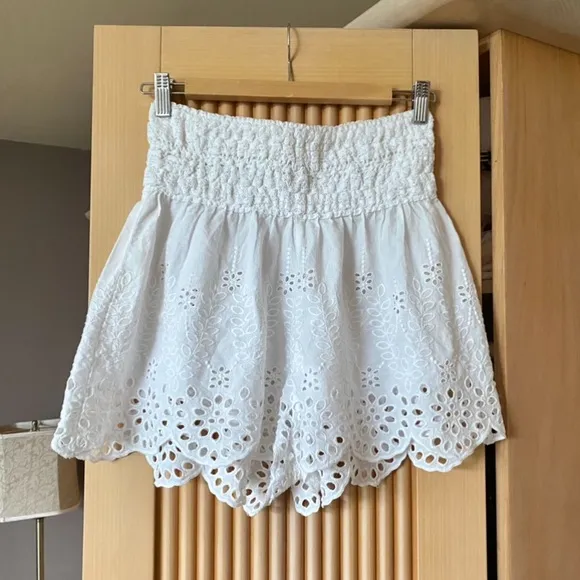 Free People elena scalloped hem embroidered eyelet shorts white