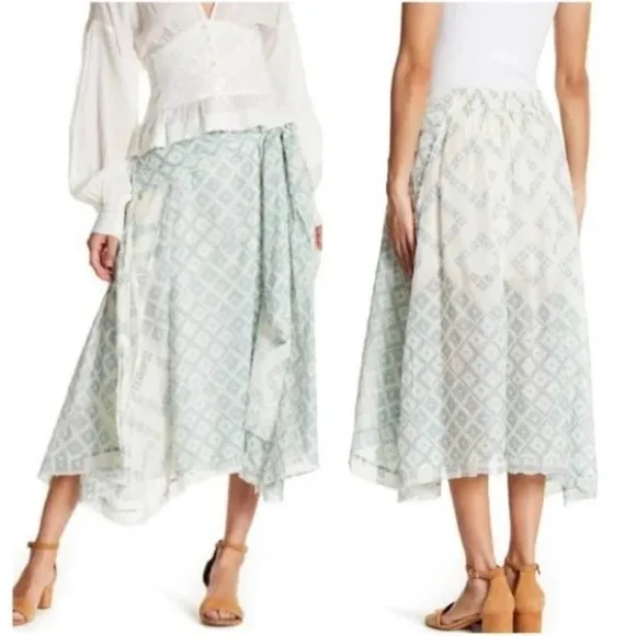 Free People Luna Light Printed Midi Skirt