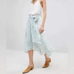 Free People Luna Light Printed Midi Skirt