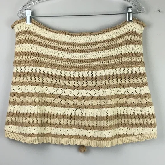 Free People Magic City Fauxchet Knit Mini Skirt FP Beach Coverup Small Bohemian