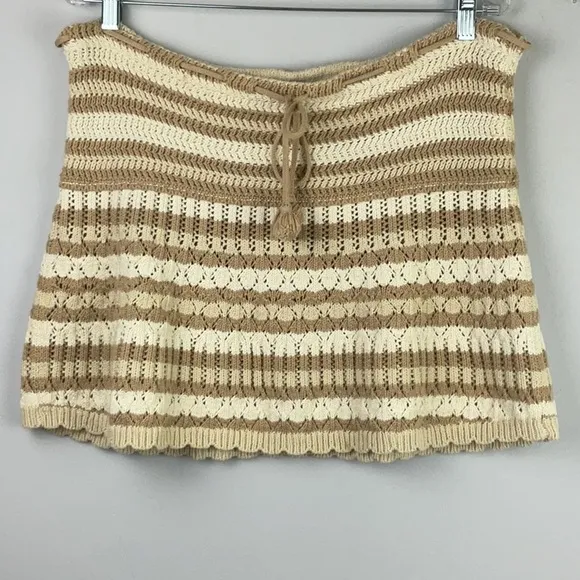 Free People Magic City Fauxchet Knit Mini Skirt FP Beach Coverup Small Bohemian