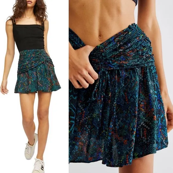 Free People Mini Skirt Saturday Sun Ruching XS