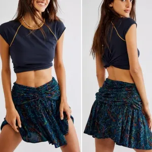 Free People Mini Skirt Saturday Sun Ruching XS