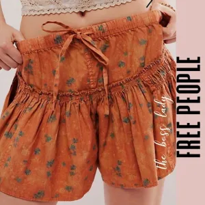 Free People skort mini skirt shorts floral ruffled cottage boho Medium