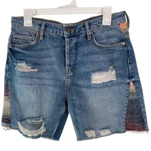 Free People We The Free Distressed Boho Jean Shorts 100% Cotton Size 26 NWT