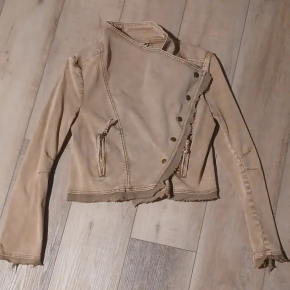 Free People Women's Moto Jacket Size S Taupe