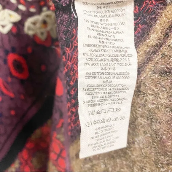 Free People World Traveler Boho Alpaca Blend Pullover Tunic Sweater