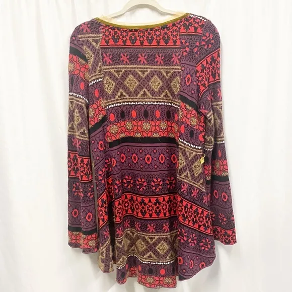 Free People World Traveler Boho Alpaca Blend Pullover Tunic Sweater