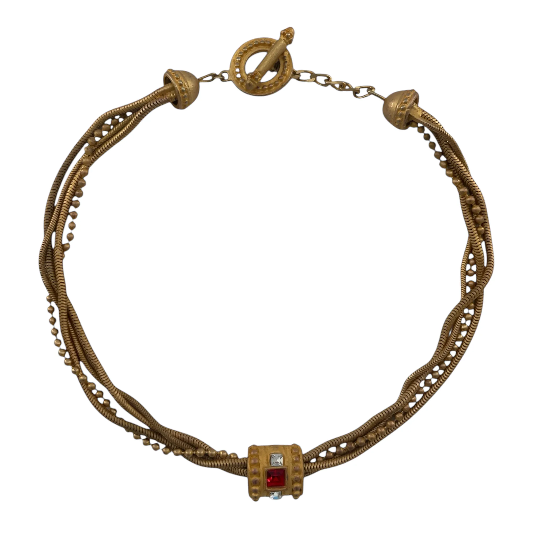 Givenchy 1990's Matte Gold Four Strand Necklace
