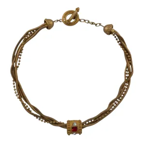 Givenchy 1990's Matte Gold Four Strand Necklace
