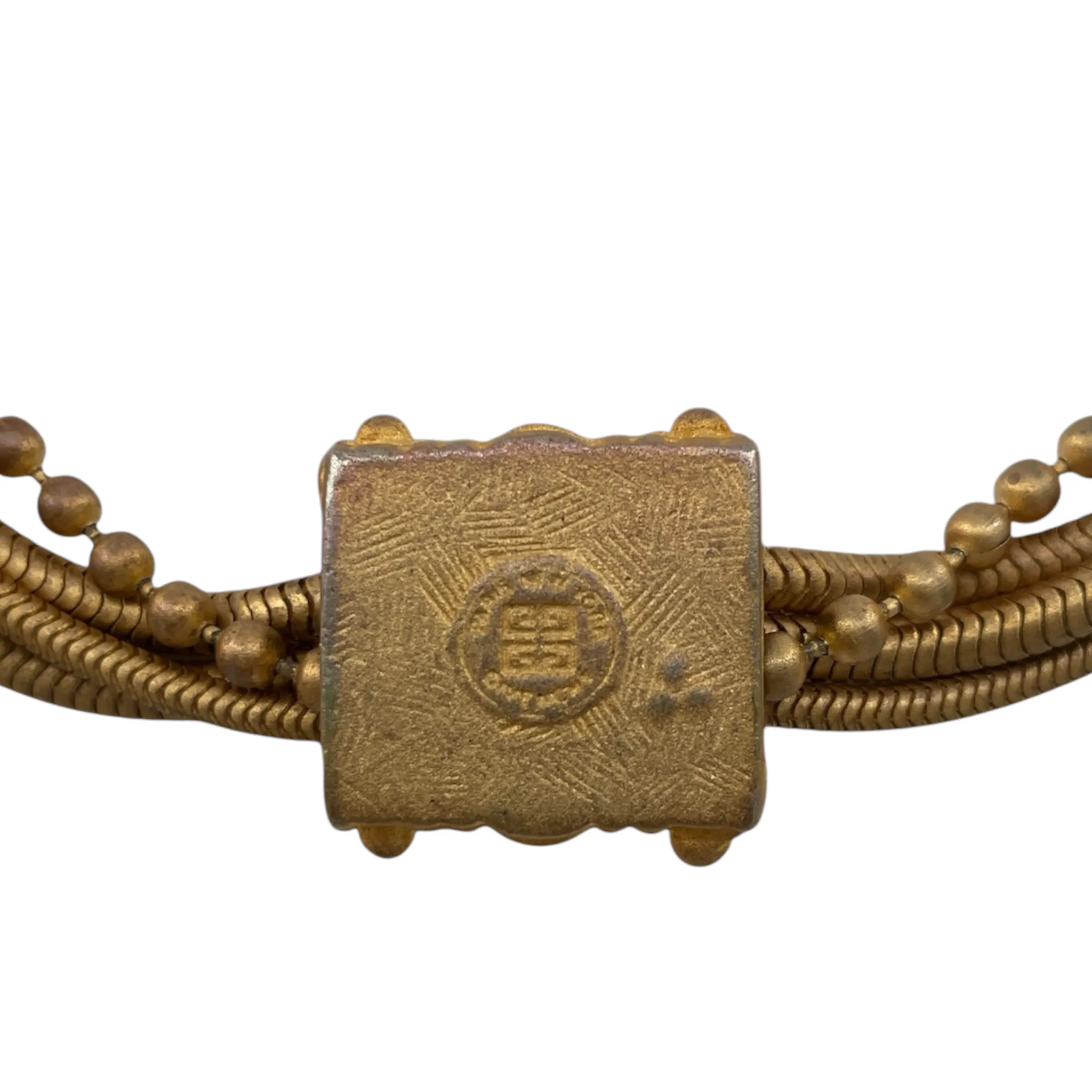 Givenchy 1990's Matte Gold Four Strand Necklace