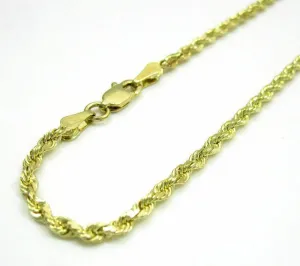Glamorous 14K Yellow Gold Glamorous 8" 2mm Solid Diamond Cut Rope Chain Bracelet