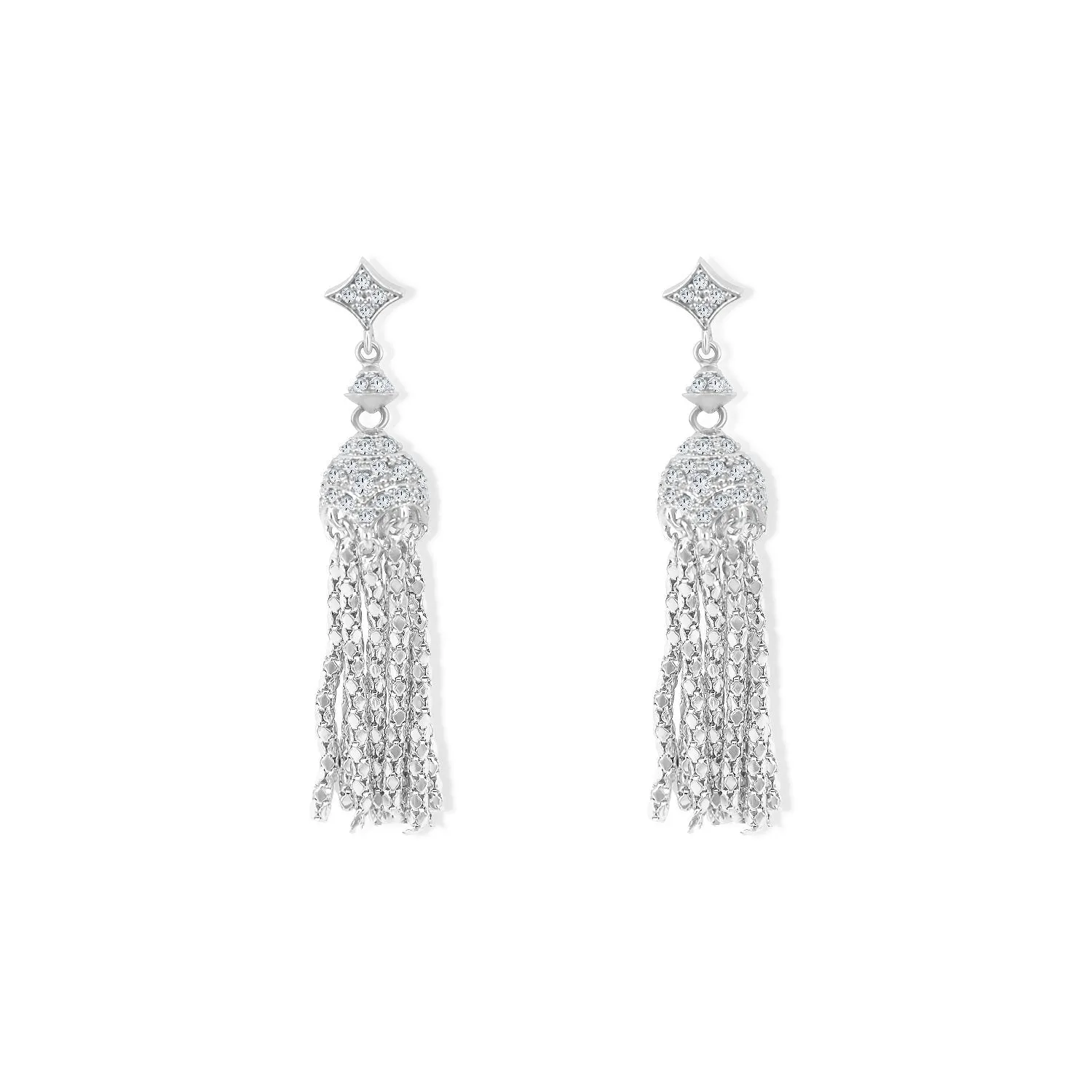Glamour Set Luxurious Tassel Drops in Sterling Silver Earrings