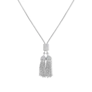 Glamour Set Luxurious Tassel Drops in Sterling Silver Necklace