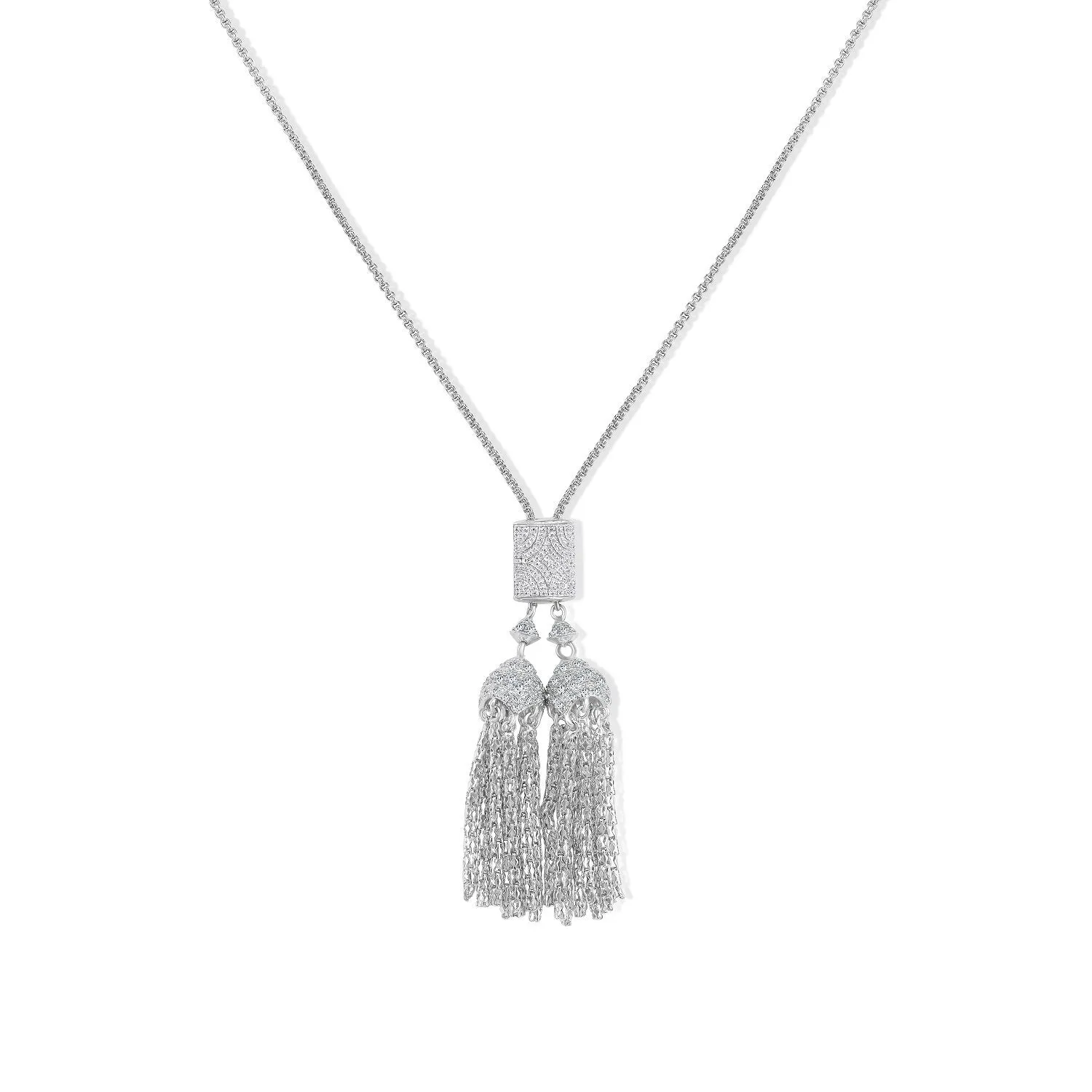 Glamour Set Luxurious Tassel Drops in Sterling Silver Necklace