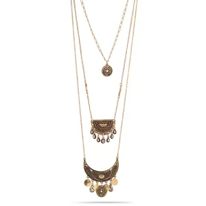 GOLD CHARMS LAYERED  NECKLACES  #SQ256-161661G (NC13)