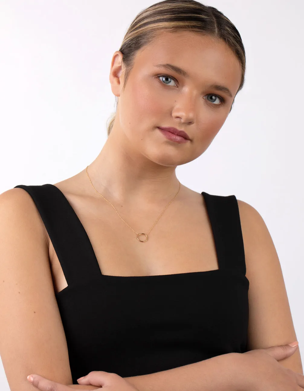 Gold Plated Sterling Silver Diamond Cut Circle Necklace