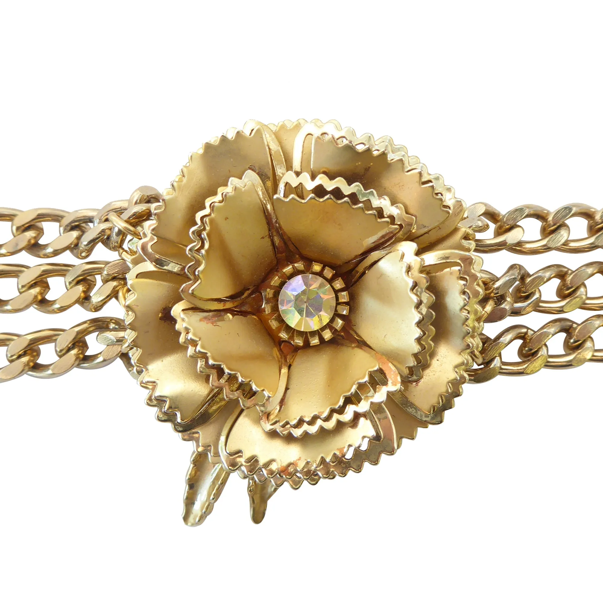 Gold vintage flower bracelet