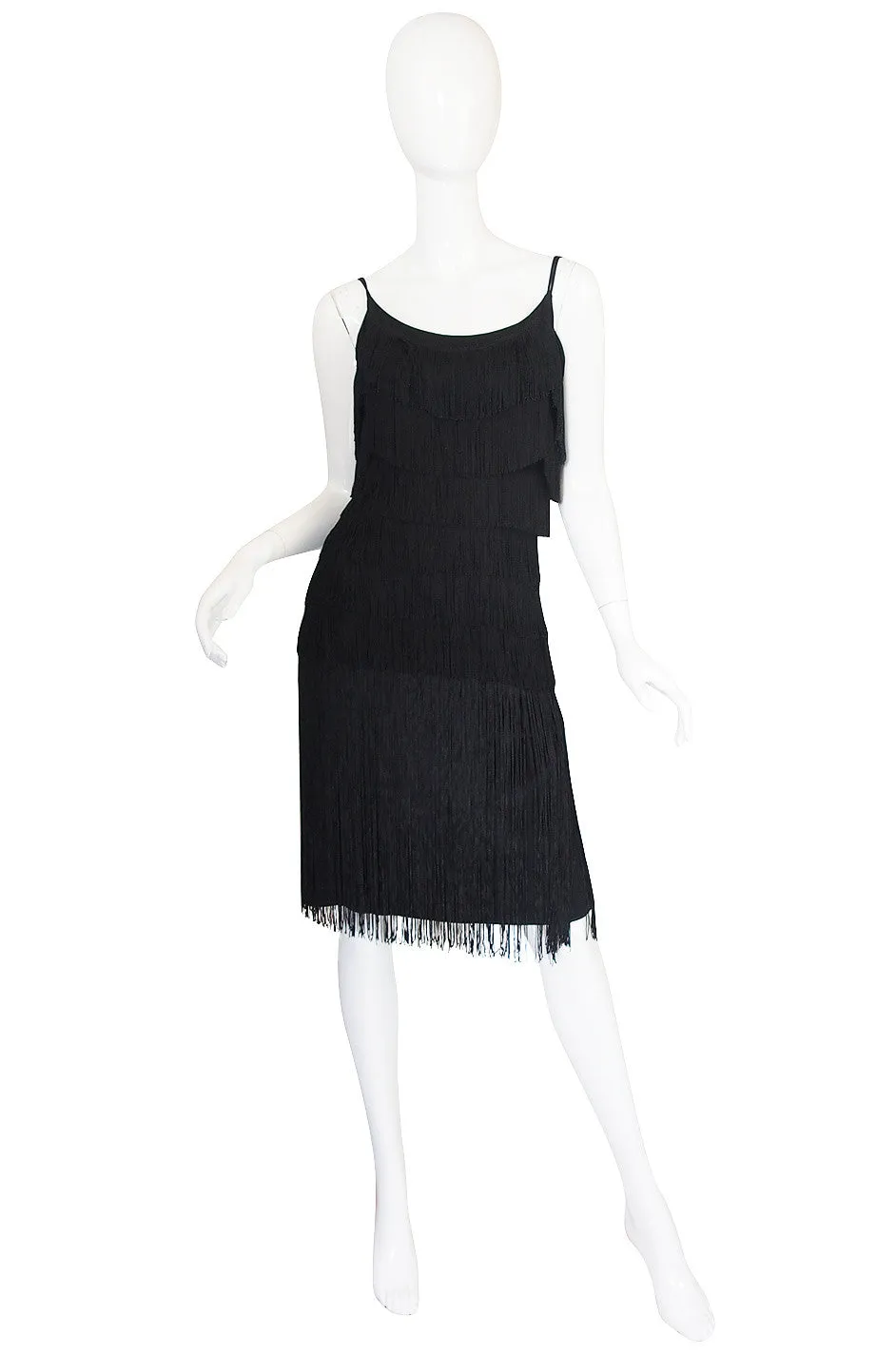 Gorgeous 1950s Black Fringe Pin Up Cocktail Dress