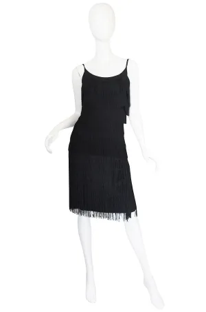 Gorgeous 1950s Black Fringe Pin Up Cocktail Dress