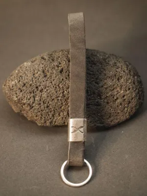 Grey Leather X Keychain