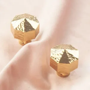 Hammered Brass Geometric Drawer Knob