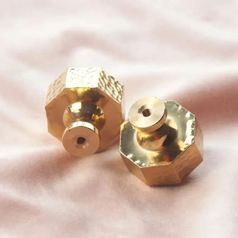 Hammered Brass Geometric Drawer Knob