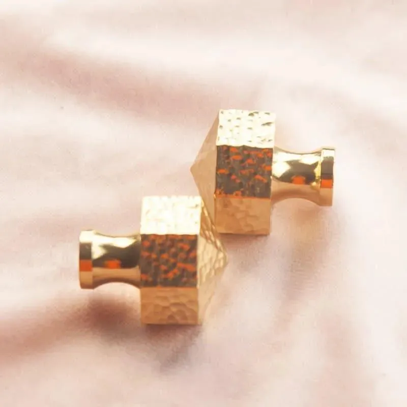 Hammered Brass Geometric Drawer Knob