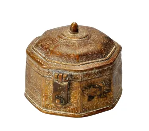 Handcrafted Brass Trinket Box Vintage Finish Work