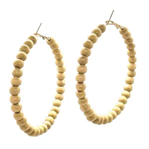 Handmade Bohemian  Wooden Beads Hoop Earrings