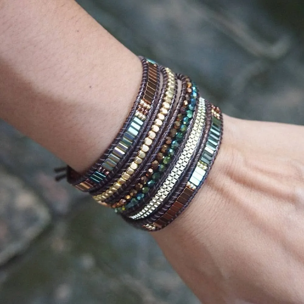 Handmade Crystal Chain Wrap Natural Stone