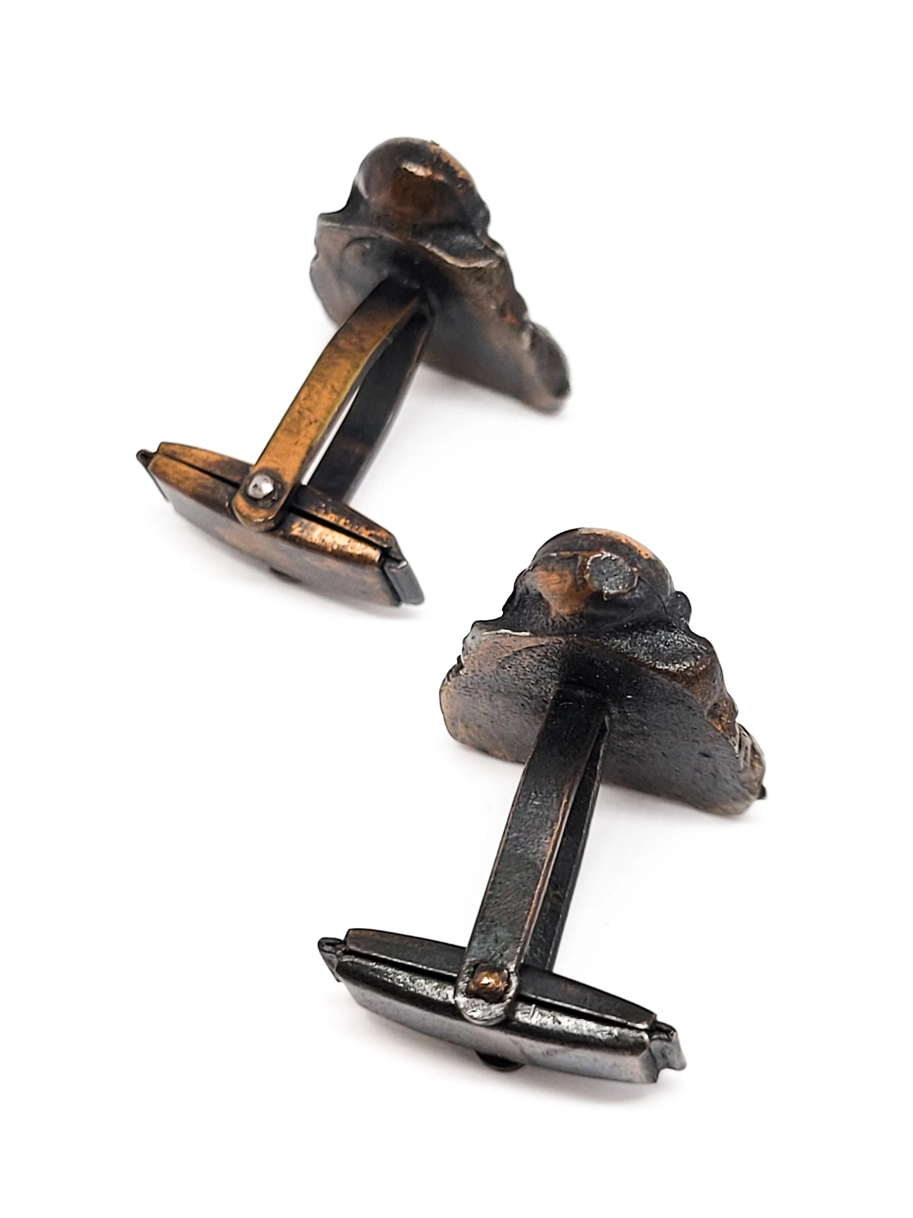 Happy Laughing Buddha good luck abundance vintage antique brass toned cufflinks manifestation