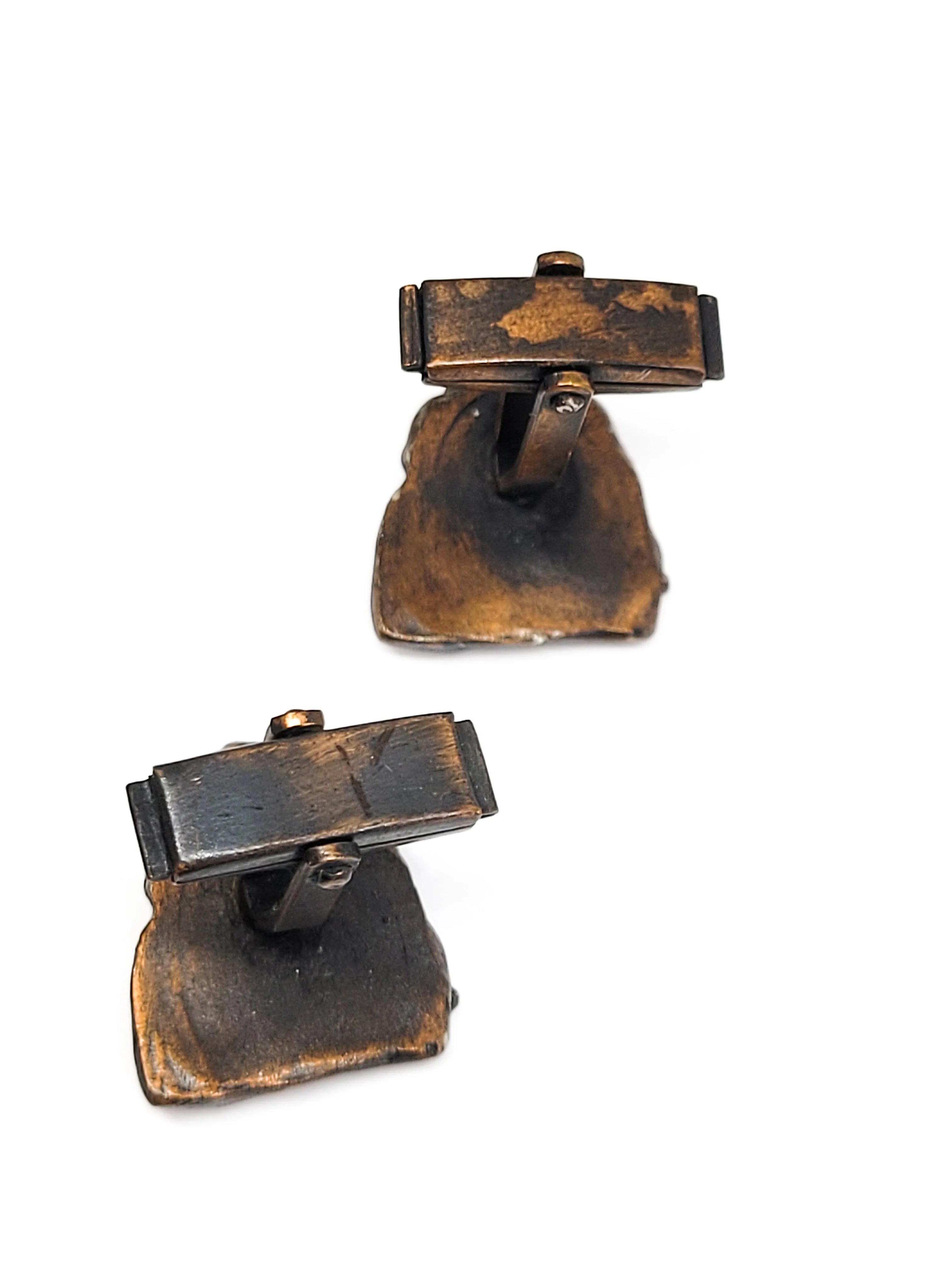 Happy Laughing Buddha good luck abundance vintage antique brass toned cufflinks manifestation